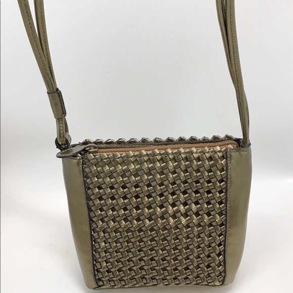 Liz Claiborne Gold Woven Small Crossbody Bag Purse - Picture 2 of 13